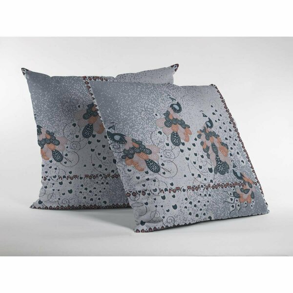 Palacedesigns 20 in. Boho Bird Indoor & Outdoor Throw Pillow Gray Black & White PA3664676